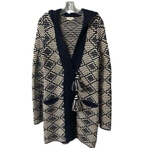 Fiets Voor 2 Hooded Cardigan Sweater Duster‎ Knit Tassel Pockets Small
